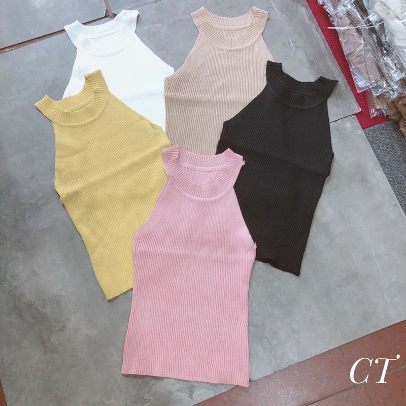 áo len yếm cổ tròn