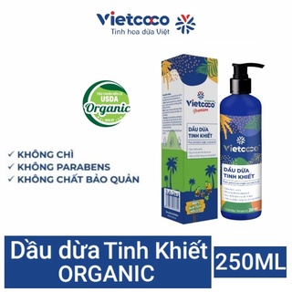 Dầu dừa tinh khiết mỹ phẩm VIETCOCO Organic chai vòi 250ml (CAM KẾT HÀNG CHÍNH HÃNG)
