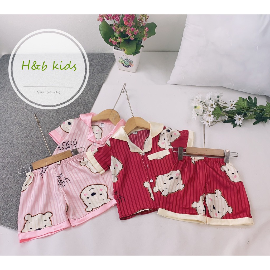 Bộ Pijama Lụa Cao Cấp Họa Tiết Hoạt Hình Dễ Thương Cho Bé 8-20Kg V298 - NamKidShop