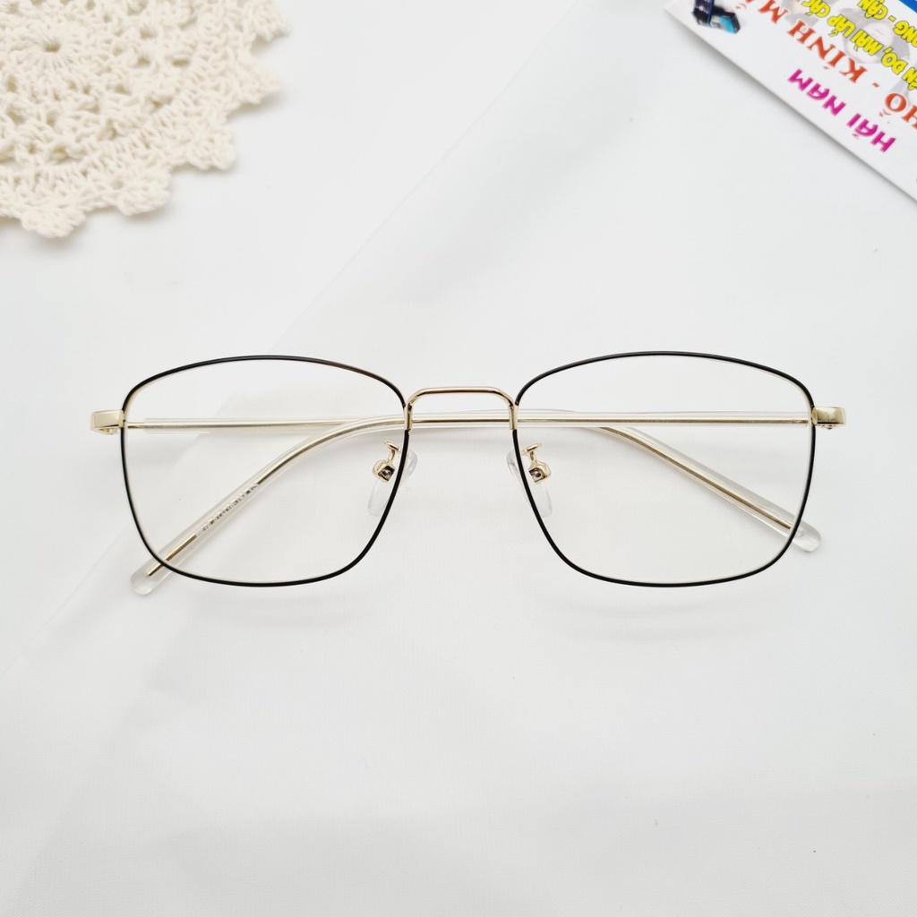 Gọng kính cận nam nữ Hainam Eyewear kim loại, mắt vuông, nhiều màu Y8818