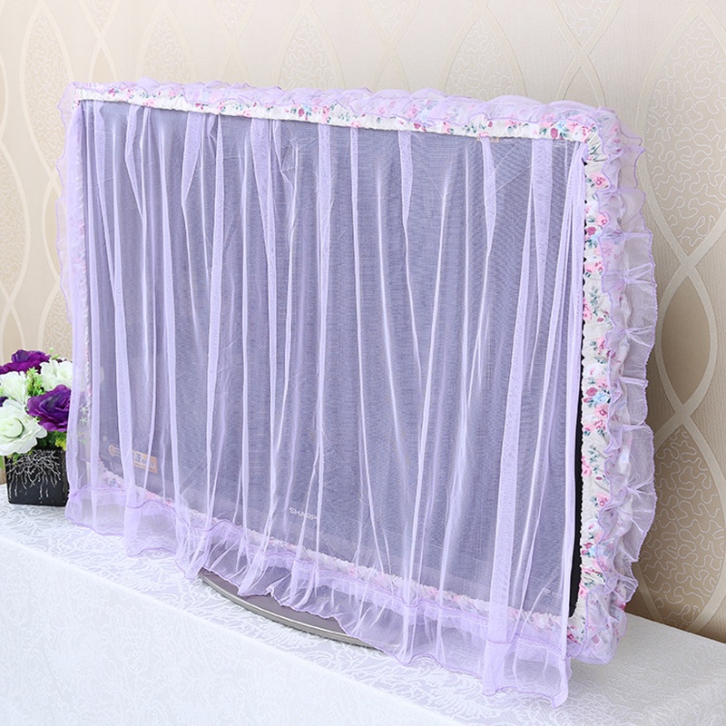 Rèm Cửa Vải Ren Hình Tròn Che Phủ Màn Hình tv Chống Bụi Co Giãn Trang Trí Nhà Cửa