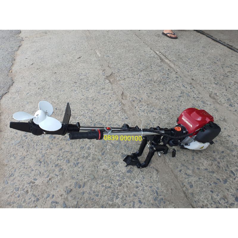 Máy chạy thuyền hơi 4 thì. Động cơ kèm dàn láp chân vịt đứng chạy xuồng và Ca Nô