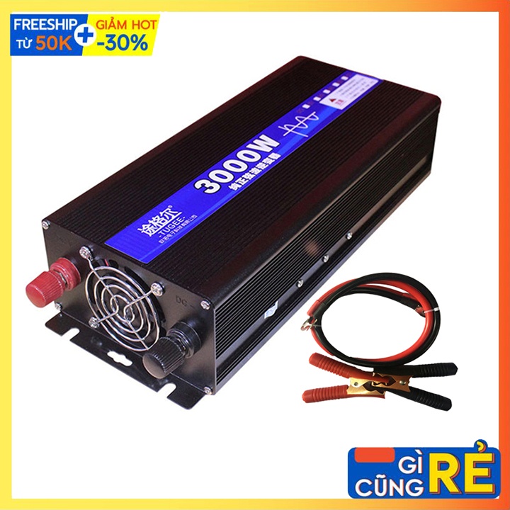 Bộ kích điện - Chuyển đổi điên 12v 3000W Sin chuẩn có đồng hồ hiển thị công suất