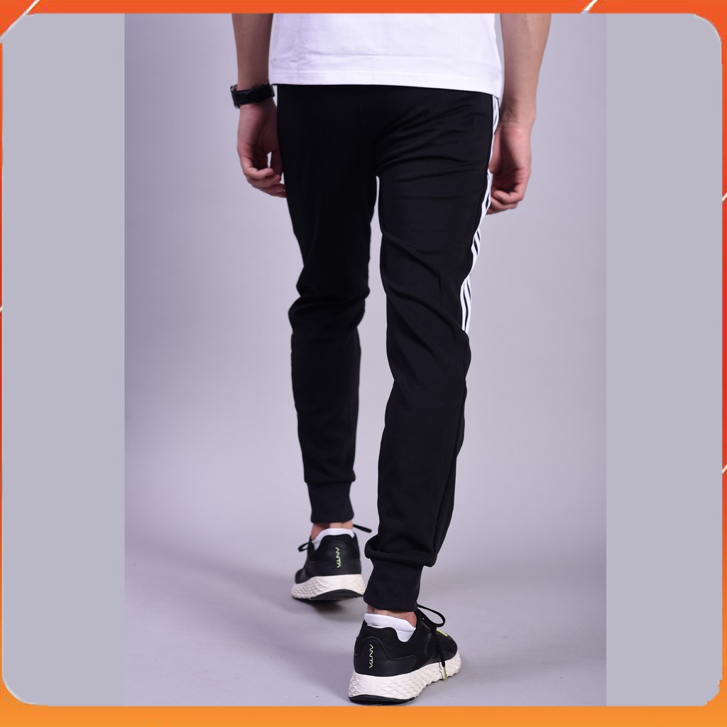 Quần Jogger 3 Sọc Lửng Logo Ép NY, Ống Bo Chun Phong Cách Thể Thao L116