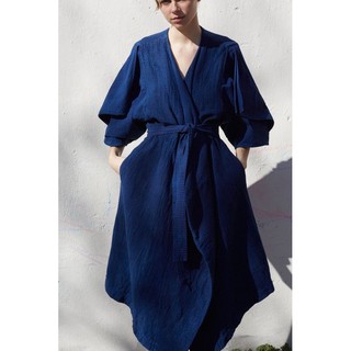 Đầm Linen Đắp Chéo kèm Đai