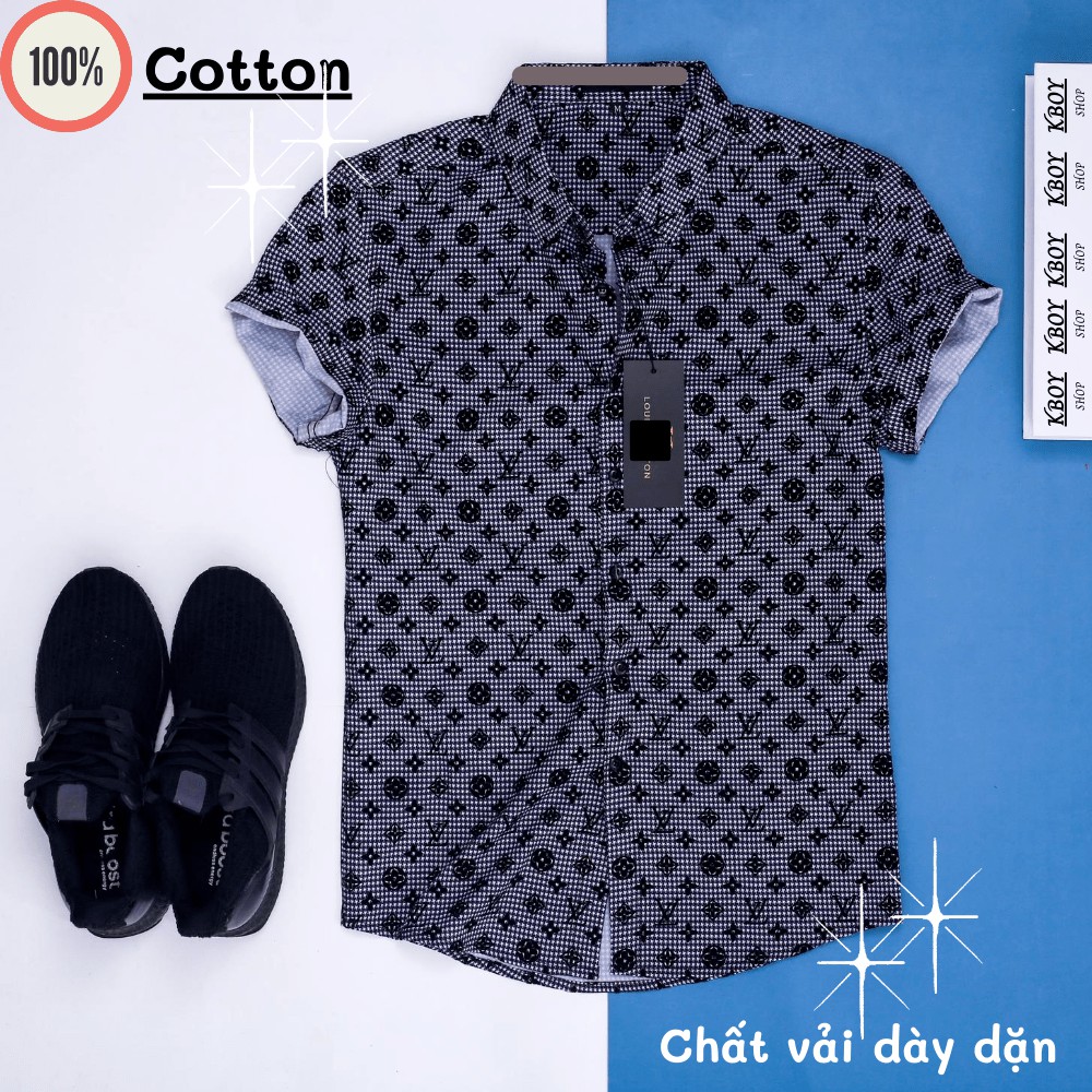 Áo sơ mi tay ngắn Cổ bẻ Hàng Quãng Châu - sơ mi họa tiết cao cấp tay ngắn cotton, bigsize, mềm mịn - F189(T)/F190(N) - 1