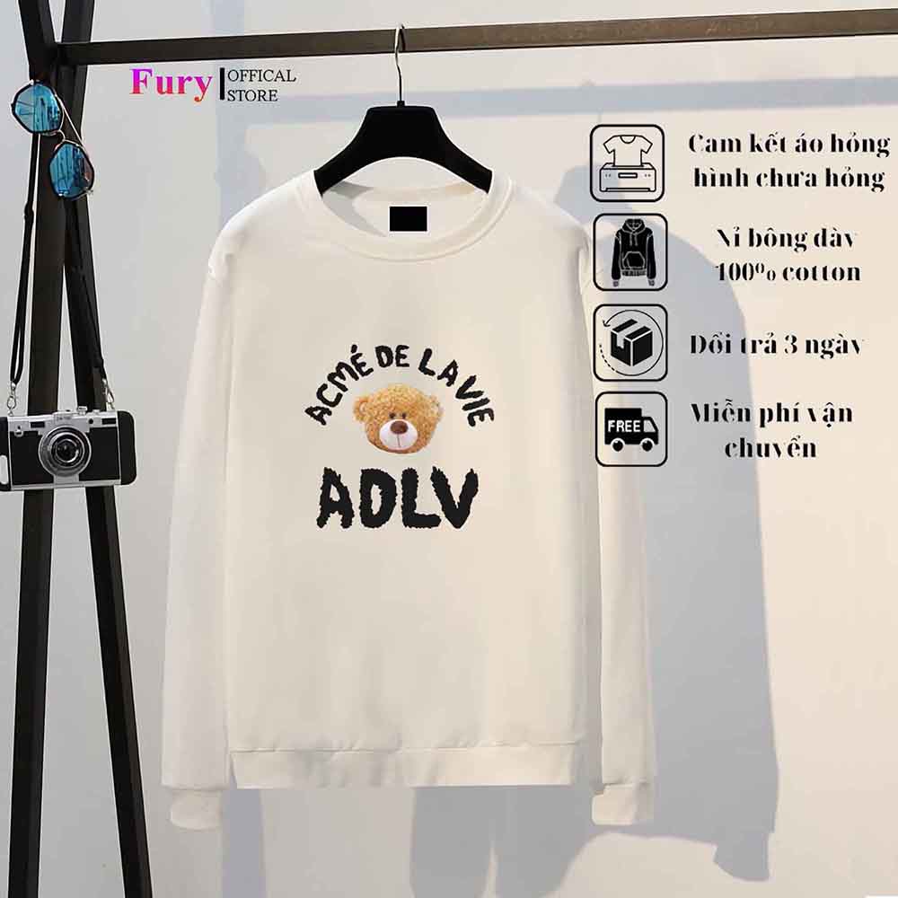 Áo sweater form rộng furystotre  nam nữ dáng unisex nỉ chân cua 100% cotton