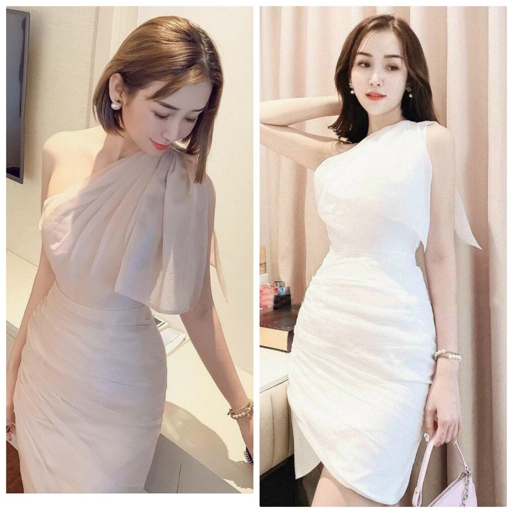 Đầm body nhún eo chéo vai nơ cực sang BY8273