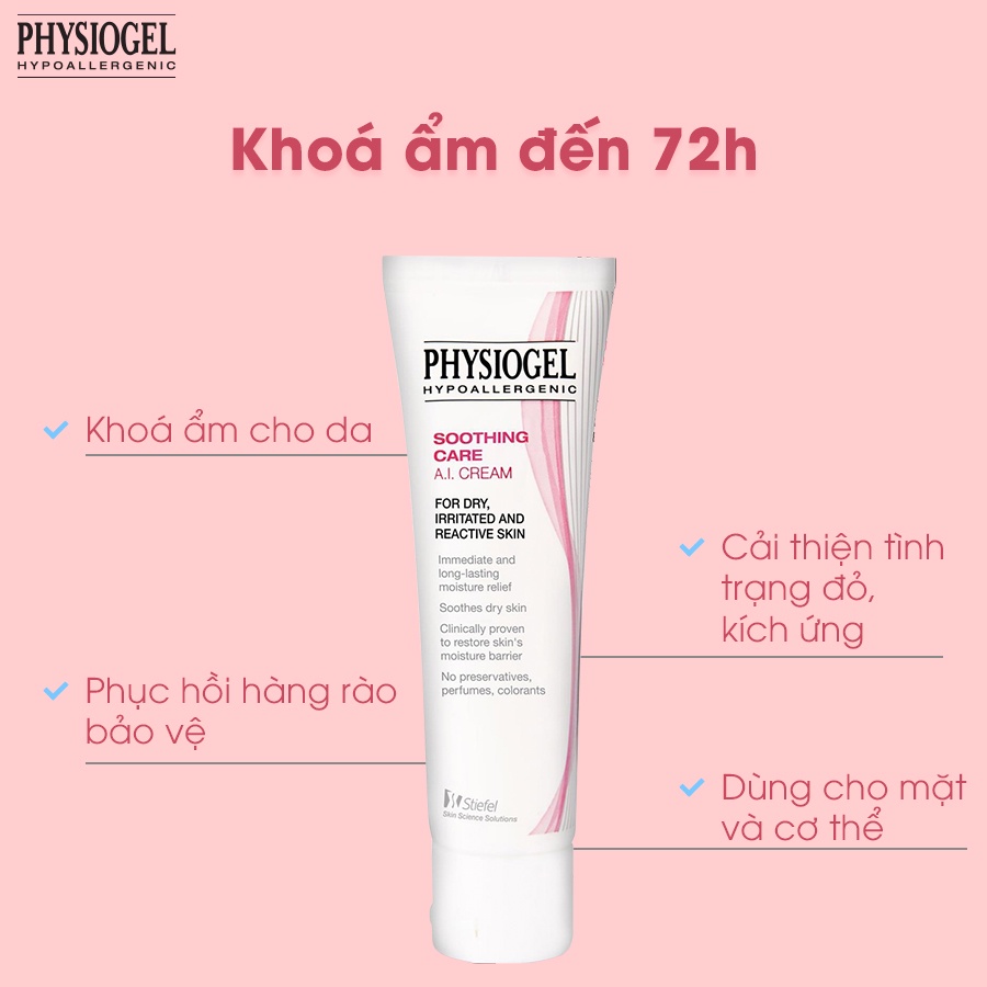 KEM DƯỠNG ẨM PHYSIOGEL HYPOALLERGENIC SOOTHING CARE A.I CREAM 50ML