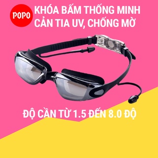 Kính bơi cận thị có độ cho người lớn từ 1.5 đến 8.0 chính hàng POPO mắt tráng gương dùng cho trẻ em, cho bé từ 8 tuổi