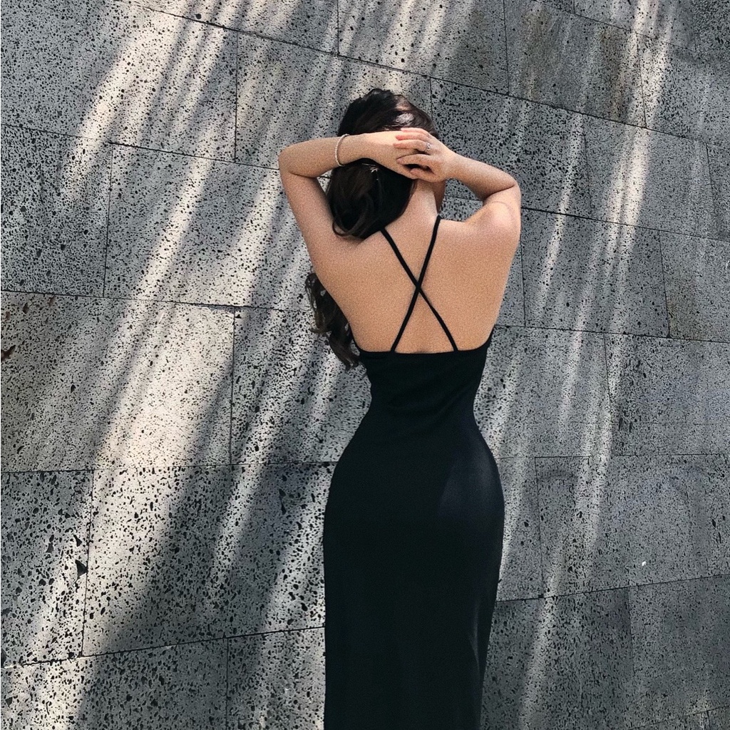 Đầm dáng ôm body midi cổ yếm Emilyshop ulzzang