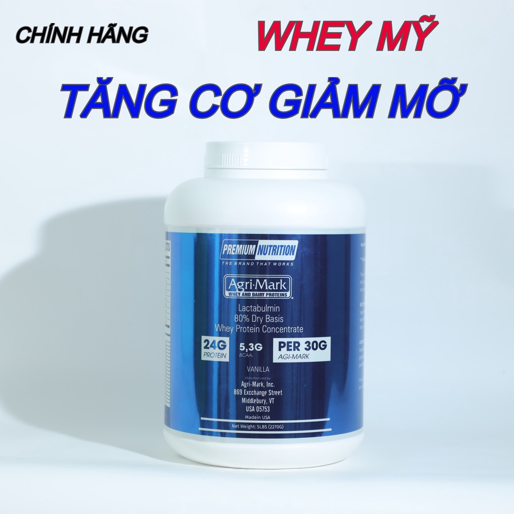 [ CHÍNH HÃNG  ] Whey Protein concentrate AGRIMARK Hũ 5LBS ( 2,27KG) - WHEY MỸ TĂNG CƠ NHANH - GIẢM MỠ- HẤP THU NHANH