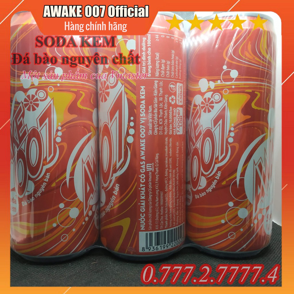 Nước SODA kem AWAKE 007 - 330ml 24 lon