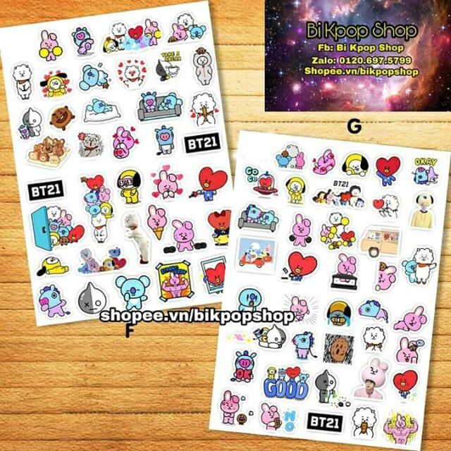 [MUA 1 TẶNG 1] Hình dán sticker BTS, BT21