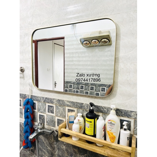Gương CHỮ NHẬT 50X70 VIỀN NHÔM MẠ ĐỒNG ,chống nước.