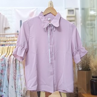 Áo sơ mi nữ cổ cánh bướm thắt nơ