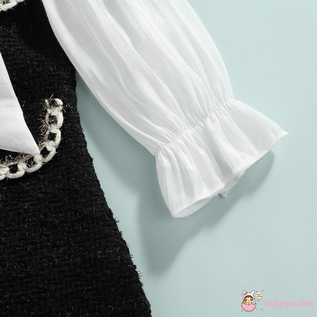 Đầm Công Chúa Một Mảnh Tay Dài Cổ Tròn Màu Khối Một Mảnh Đính Nơ Dành Cho Bé Gái 1-6 Tuổi