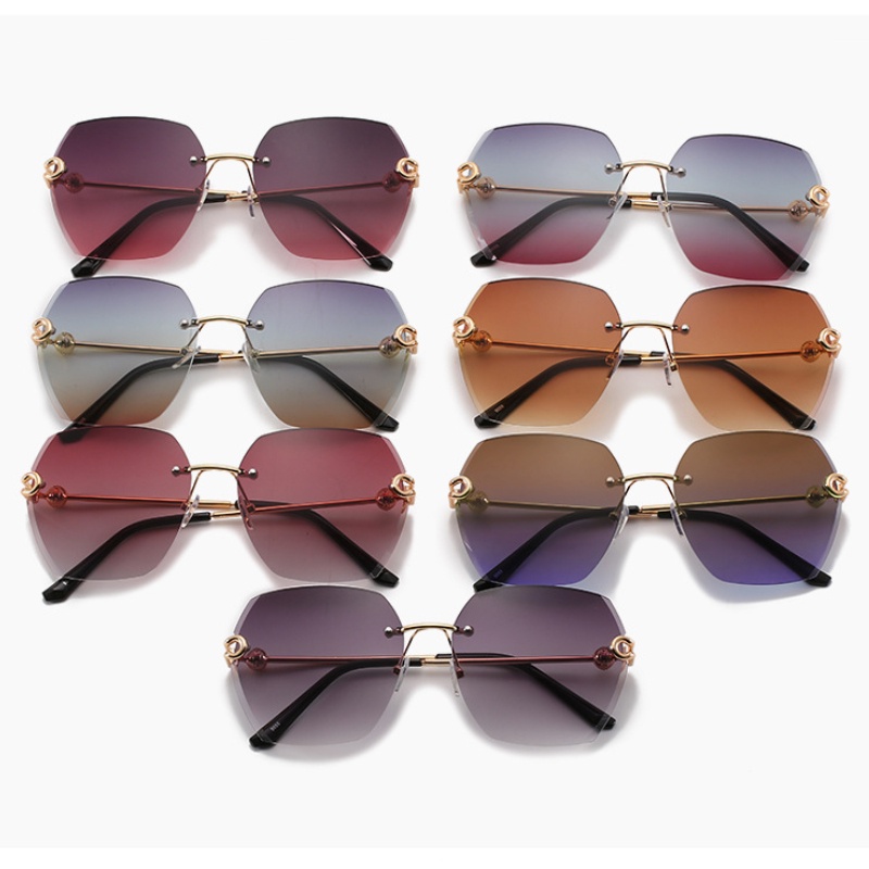 (YUZHU) Kính Râm Không Viền Vuông Màu Gradient Thời Trang Đi Biển Ngoài Trời
