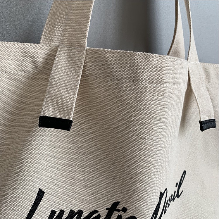 Túi tote túi vải canvas có khóa miệng ngăn phụ bên trong phong cách Hàn Quốc hợp thời trang
