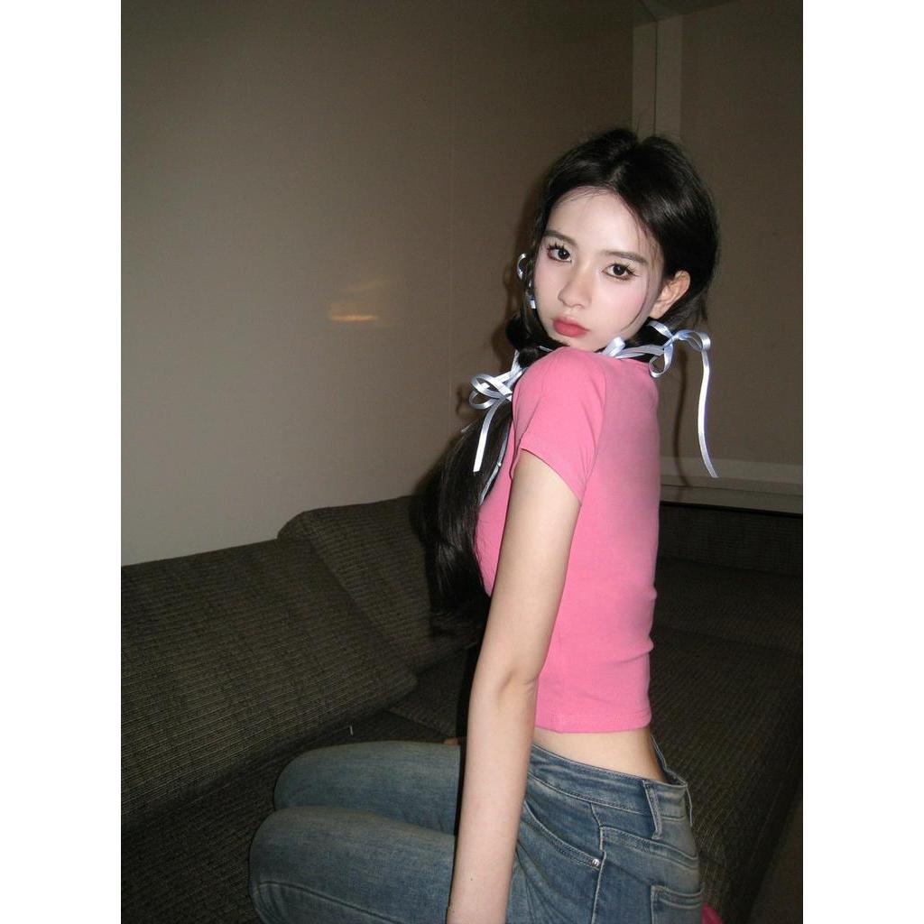 Áo Thun Lửng Ngắn Tay In Chữ Thời Trang Nữ Tính