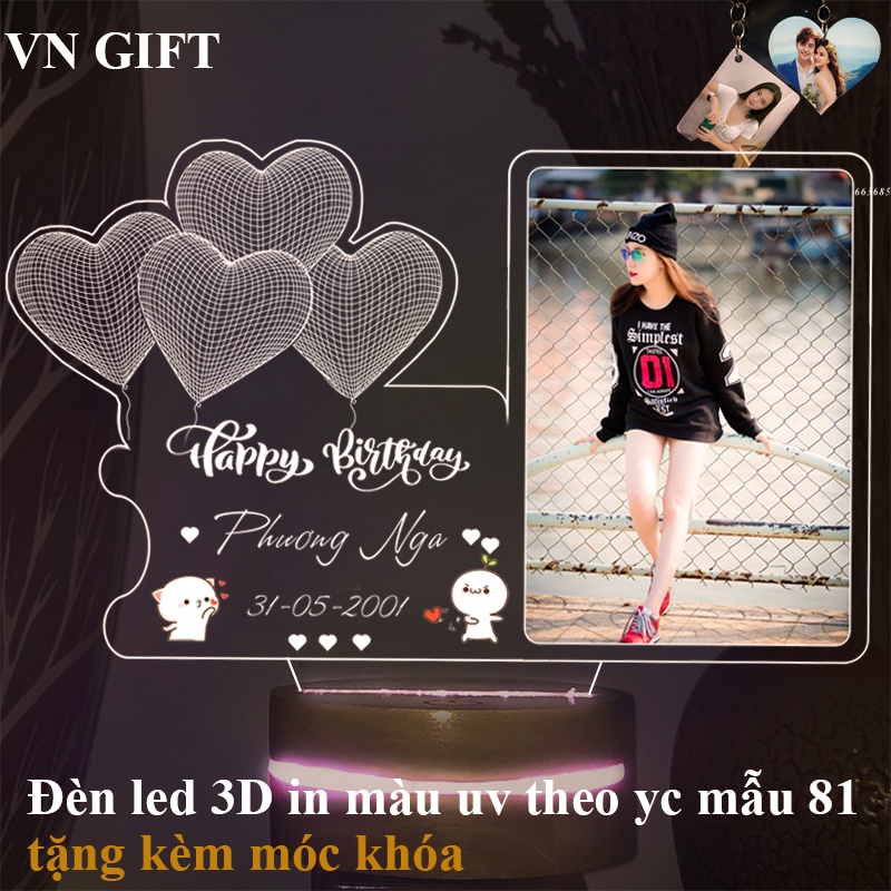 [Hot] Đèn led 3D in hình theo yêu cầu, quà tặng sinh nhật, quà cưới, đèn ngủ