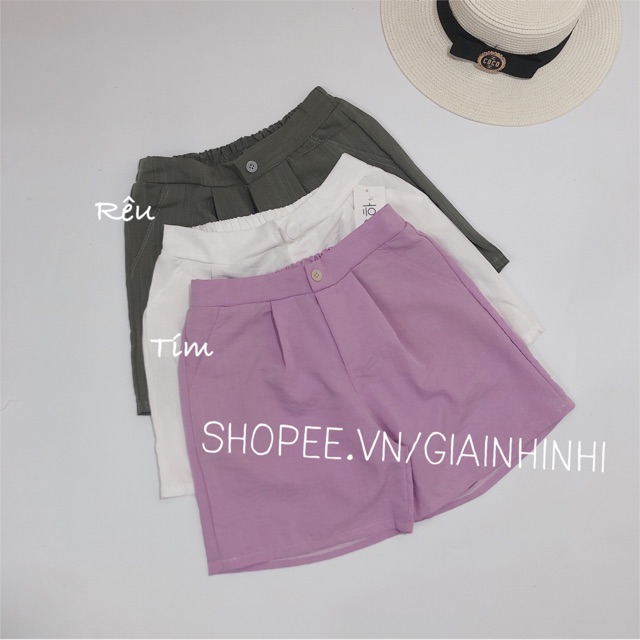 Quần short đũi trơn cạp chun vải đũi siêu mát - NhiNhi Shop