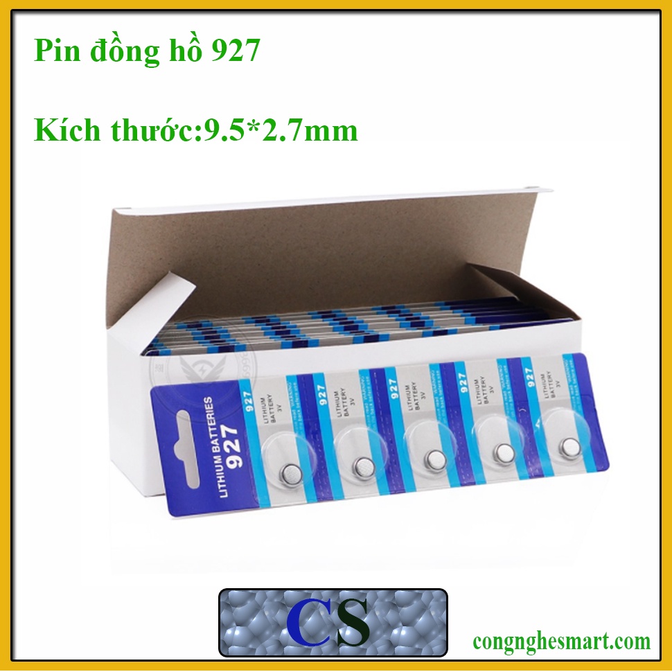 Vỉ 5 viên Pin đồng hồ mã CR927 Kích thước 9.5*2.7mm - dung lượng 38mAh 3V