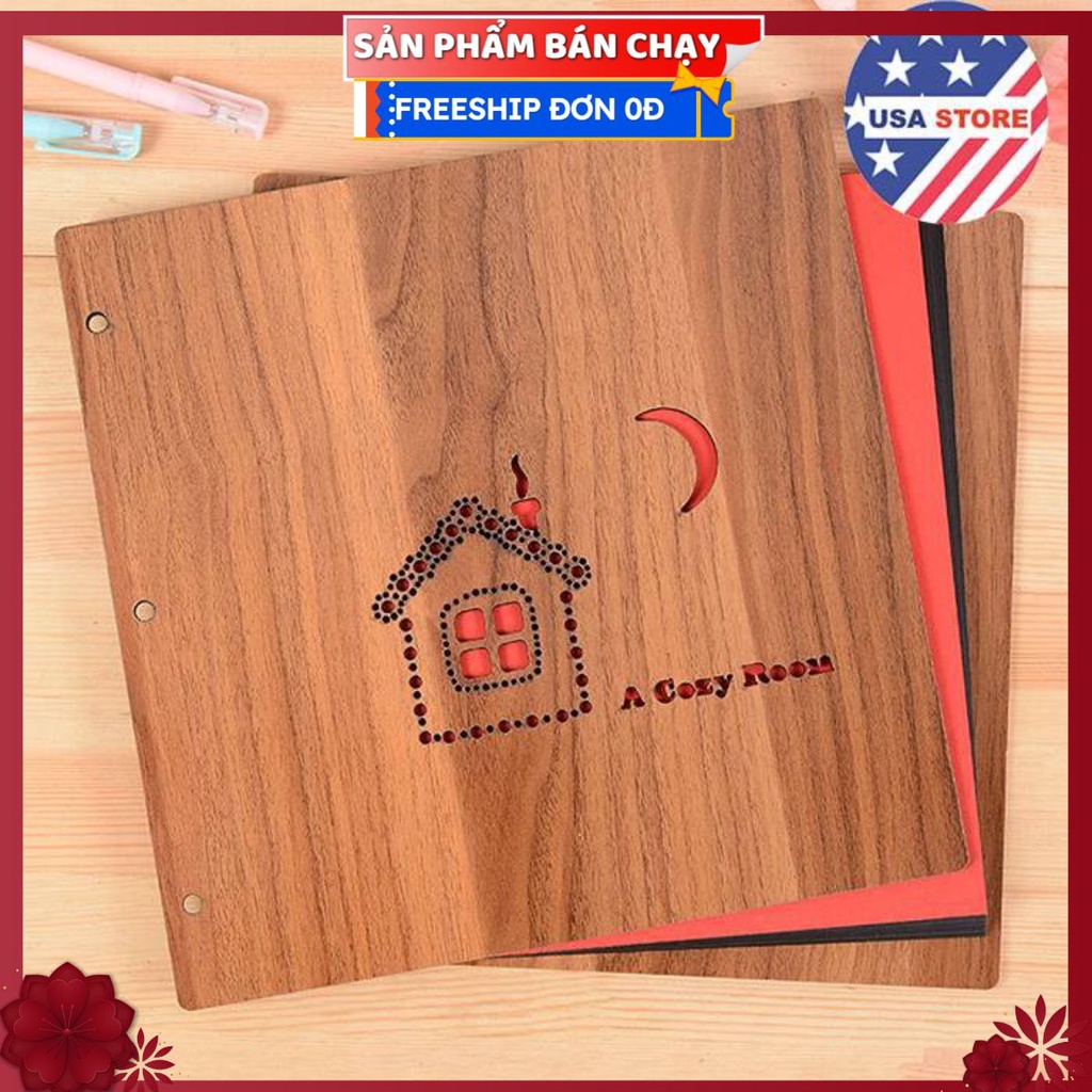 Album Ảnh Bìa Gỗ 60 Trang Cute + Kèm Khoen (Mẫu Ngẫu Nhiên)