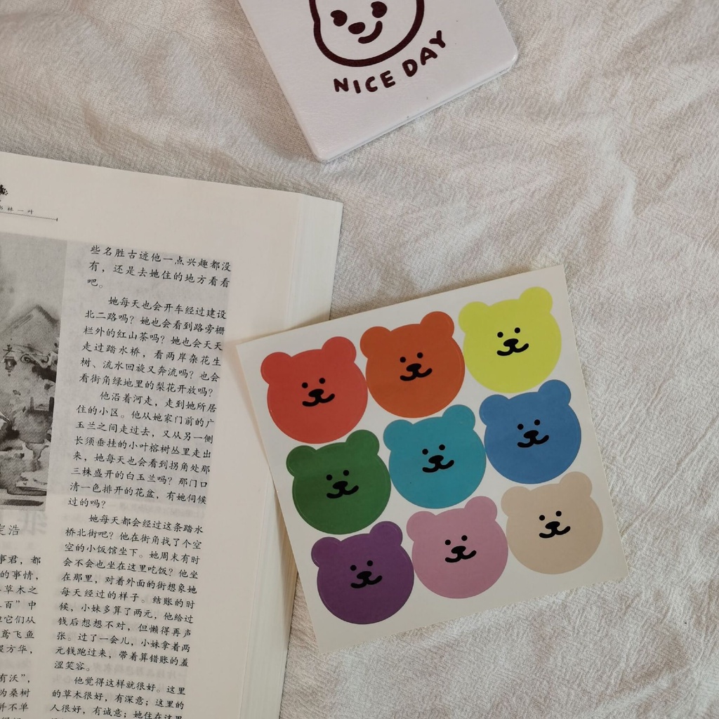 Inklink [Hàng Có Sẵn] Hình Dán Thẻ Kế Hoạch Hình Gấu Cầu Vồng Dễ Thương Phong Cách Hàn Quốc