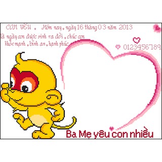 Tranh Thêu Chữ Thập Birth Of Monkey Baby
