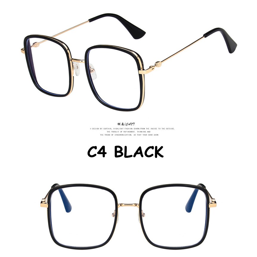 Kính mát gọng kim loại vuông chống bức xạ máy tính kiểu dáng thời trang đơn giản cho nữ