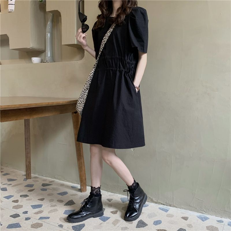 Korean style design simple retro summer loose short-sleeved dress，cheap borong of Koreanfashion women's clothing readystock 210521