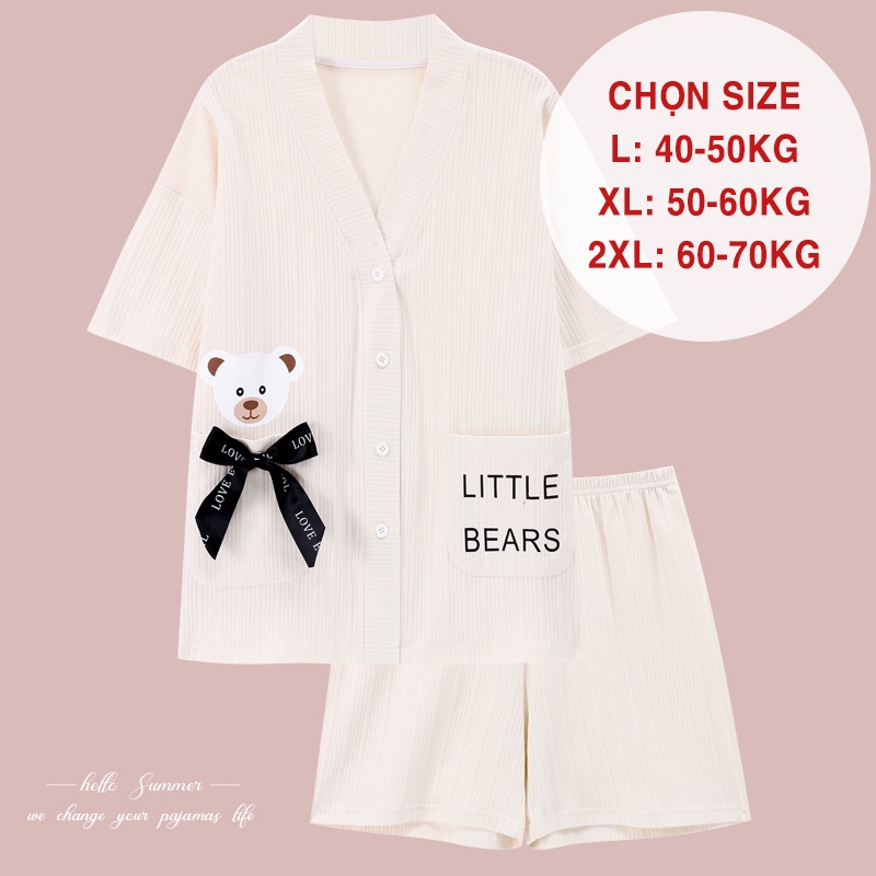 Bộ ngủ pyjama, bộ mặc nhà quần đùi áo cộc tay chất cotton nhẹ cao cấp Havana FB10