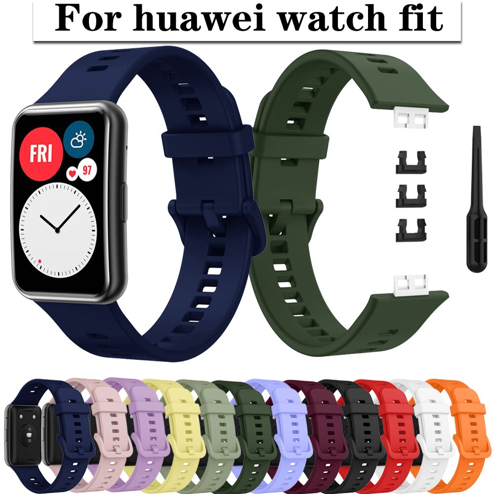 Dây Đeo Thay Thế Chất Liệu Silicon Màu Trơn Cho Huawei Watch