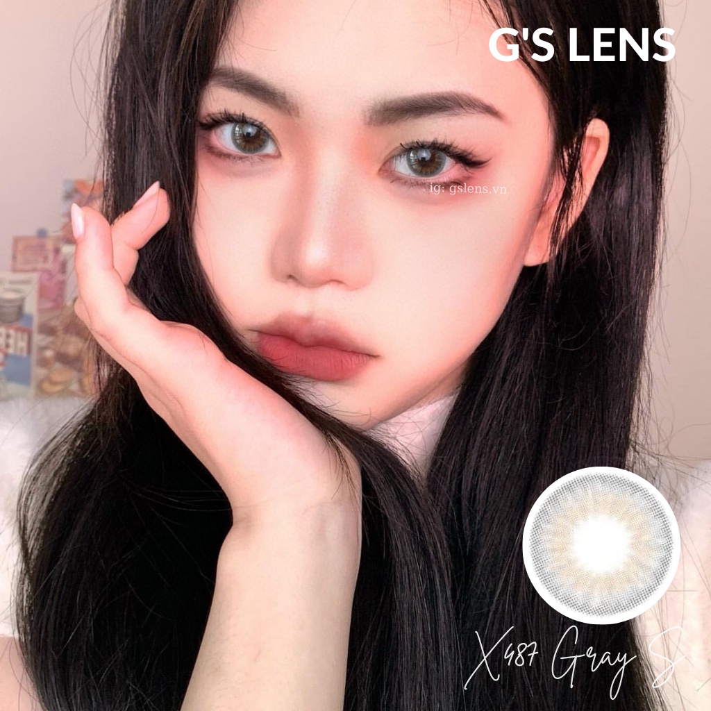 Lens Mắt Kính Áp Tròng Xám Tây Giãn Nhẹ Size S 14.2mm Có 0 Đến 6 Độ Cận X487 Gray