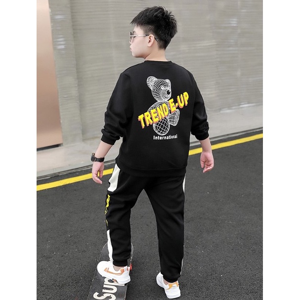 Bộ quần áo thu đông dài tay &quot;E.UP&quot; 14-45kg cho bé trai. Đồ bộ dài tay ấm áp cho bé 4-14 tuổi. B49