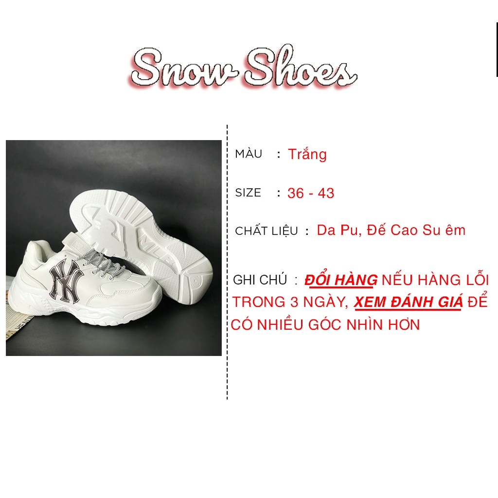 Giày Thể Thao MLB NY Đen Cao Cấp Nam Tăng Chiều Cao 6cm, Nữ - Giày Thể Thao Màu Trắng Full Box 2022