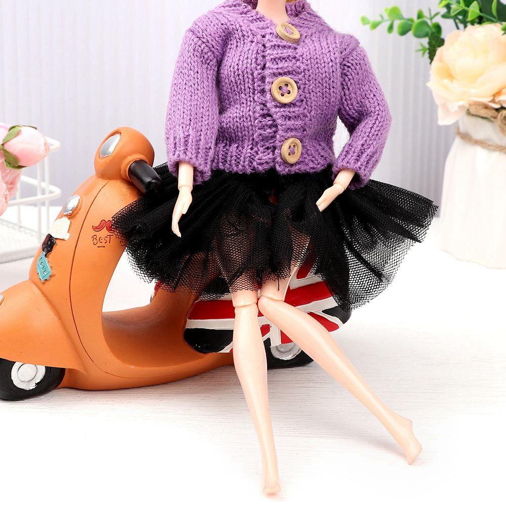 1 Bộ Áo Sweater Phối Quần Jean In Hoa Thời Trang Cho Búp Bê BJD 11.5 &quot;Tỷ Lệ 1 / 6