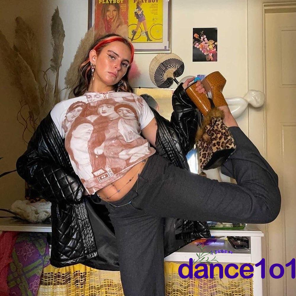 Áo thun tay ngắn cổ tròn in họa tiết thời trang mùa hè cho nữ