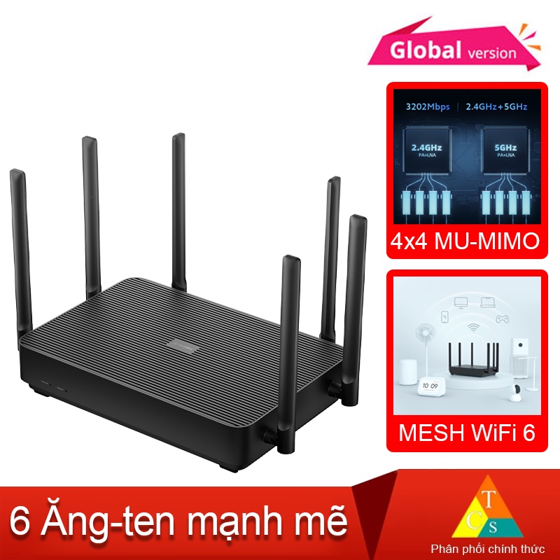 Router wifi 6 Xiaomi AX3200 - Bộ phát WiFi Xiaomi Mi Router AX3200 Quốc Tế hỗ trợ mesh wifi 6