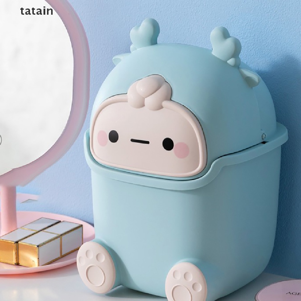 [TAT] Ins Desktop Small Trash Bin Waste Bin Bedroom Home Cute Trash Can With Lid CVX