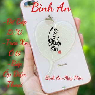 [CÓ VIDEO] Lá Bồ Đề thư pháp chữ Vạn sự Bình an (Cầu Bình An – Tài Lộc – May mắn, Ốp điện thoại, Hàng loại 1)