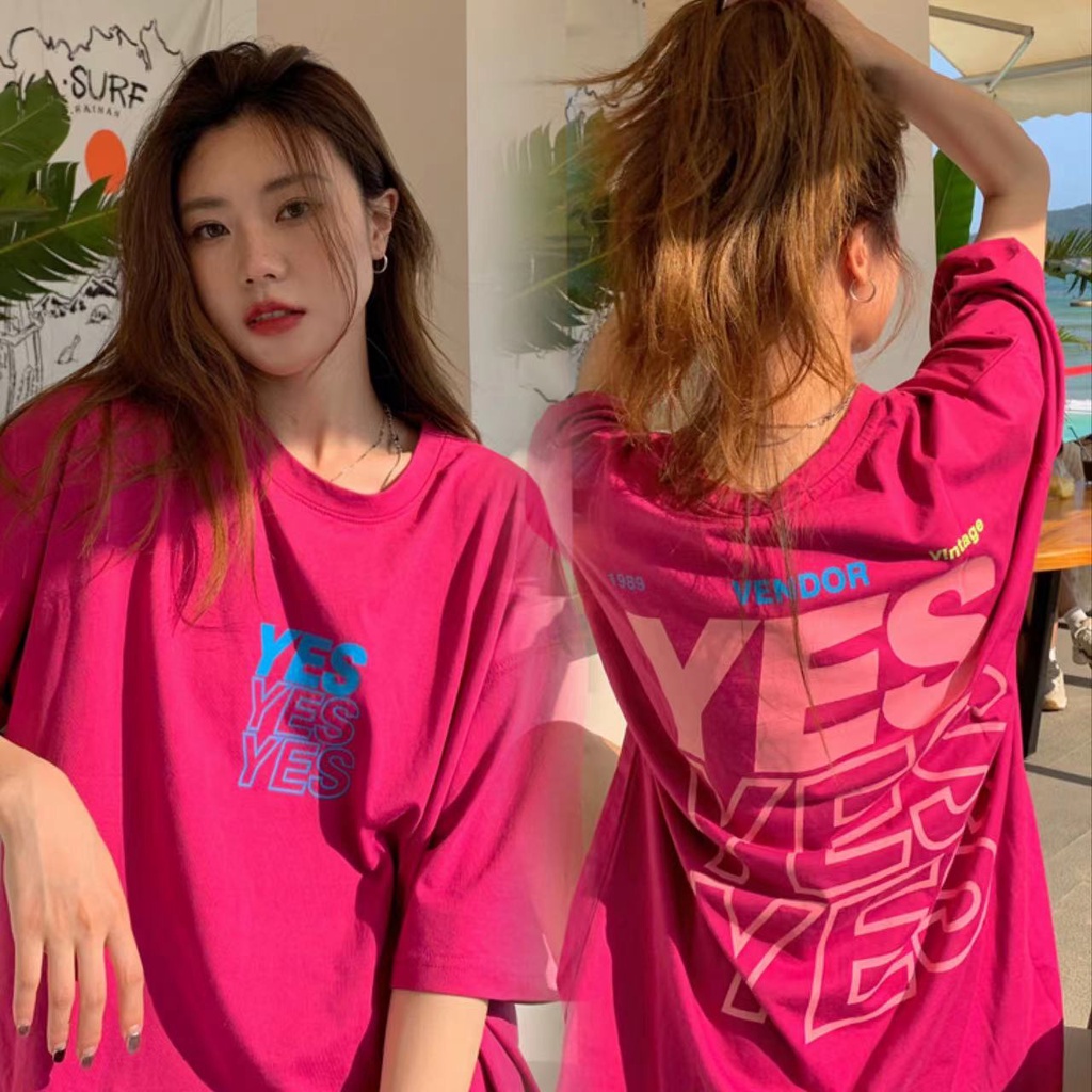Áo thun SUXI cổ tròn ngắn tay dáng rộng in chữ thời trang hè cho nữ