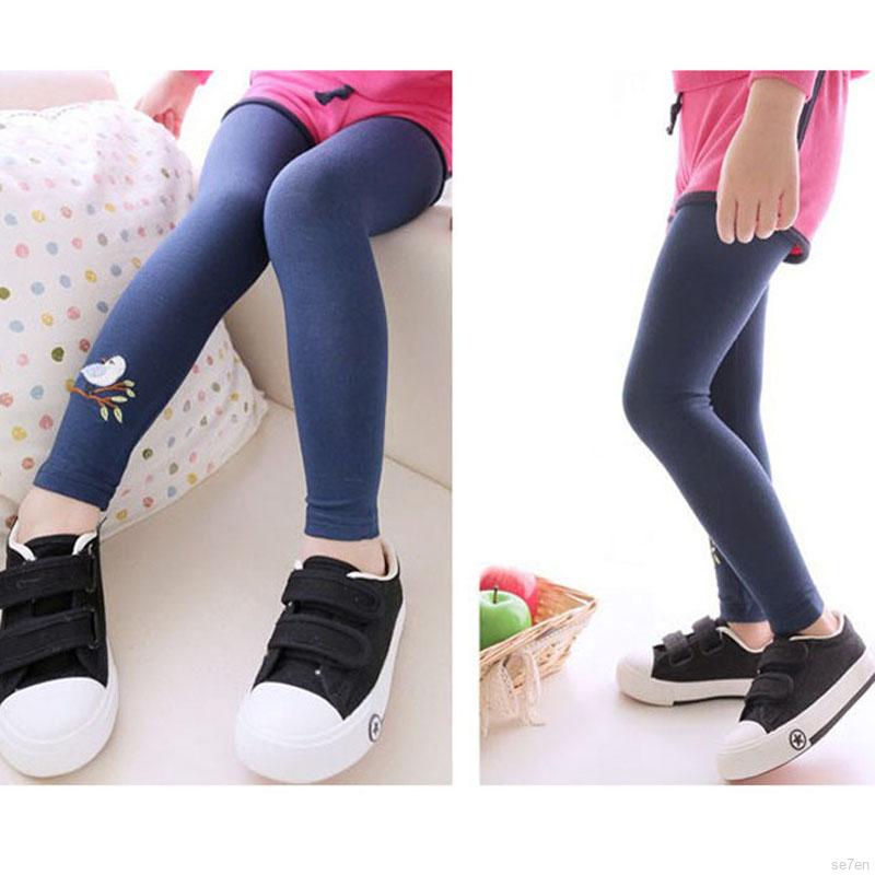 Quần Legging Dài Thêu Hình Chim Cho Bé Gái 1-6 Tuổi