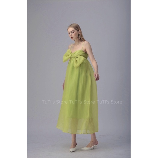 Đầm 2 dây nơ ngực SUNNY DRESS xanh cốm
