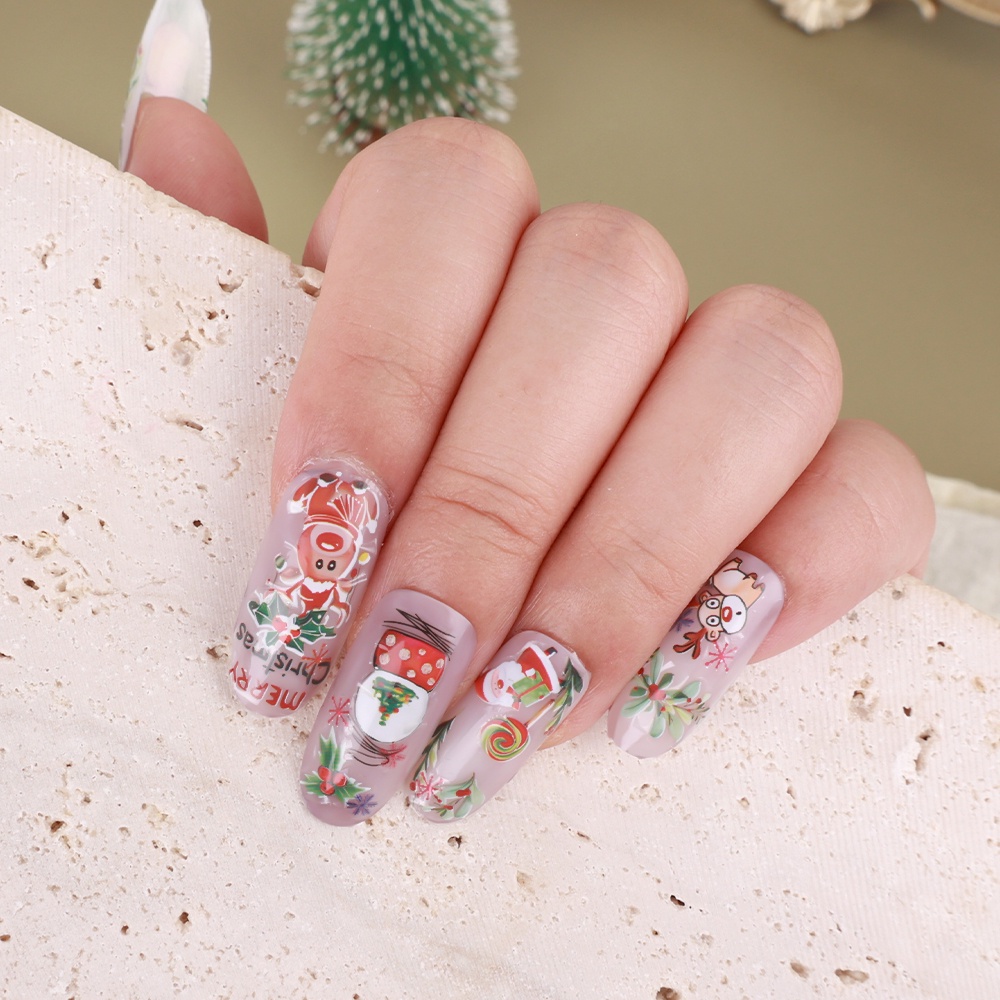 Nhãn Dán Móng Tay Họa Tiết Giáng Sinh 3D DIY