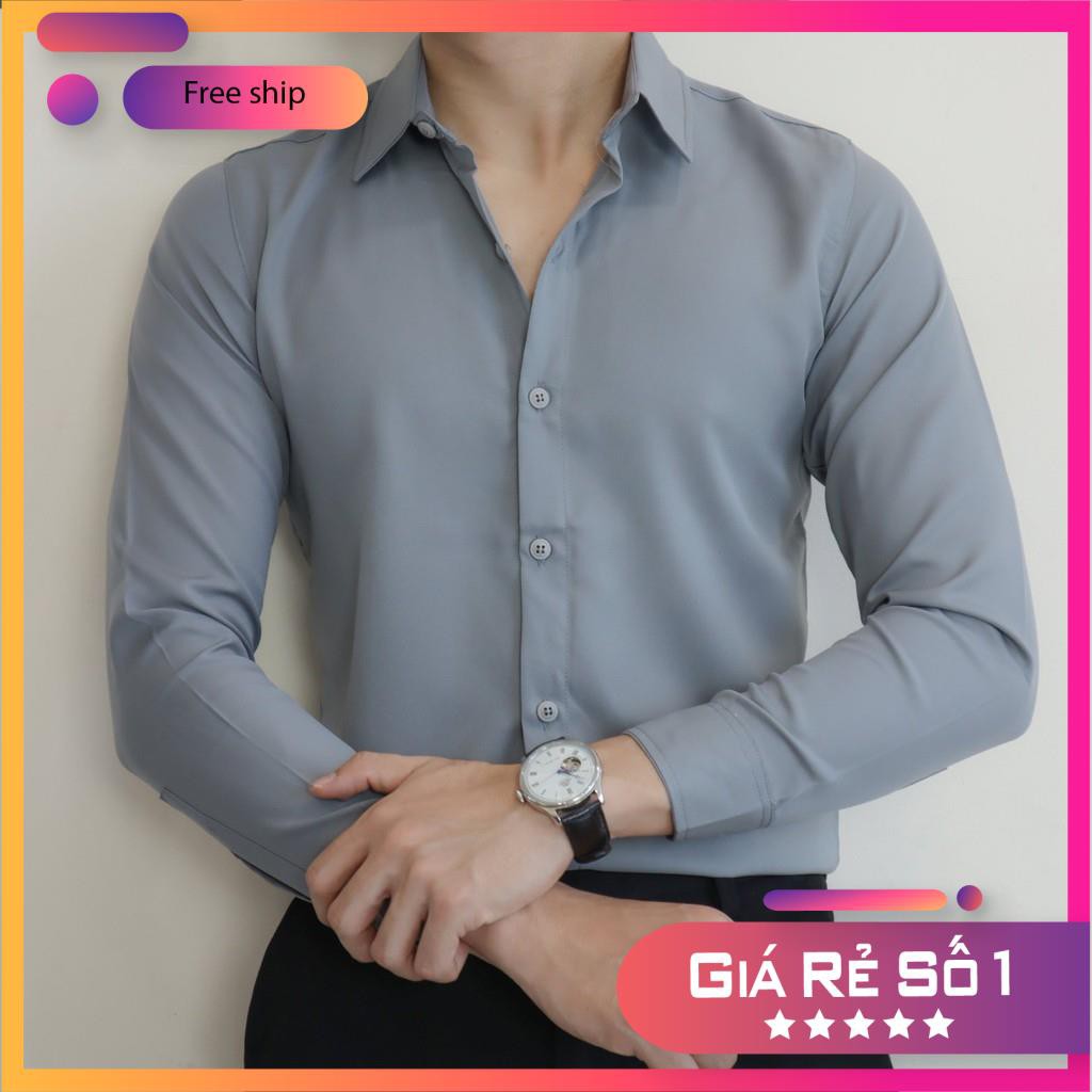 [ FREESHIP 99K ]Áo sơ mi nam trơn dài tay (7 màu) áo sơ mi công sở chất liệu lụa mịn cao cấp (Cam Kêt Chất Lượng) | BigBuy360 - bigbuy360.vn