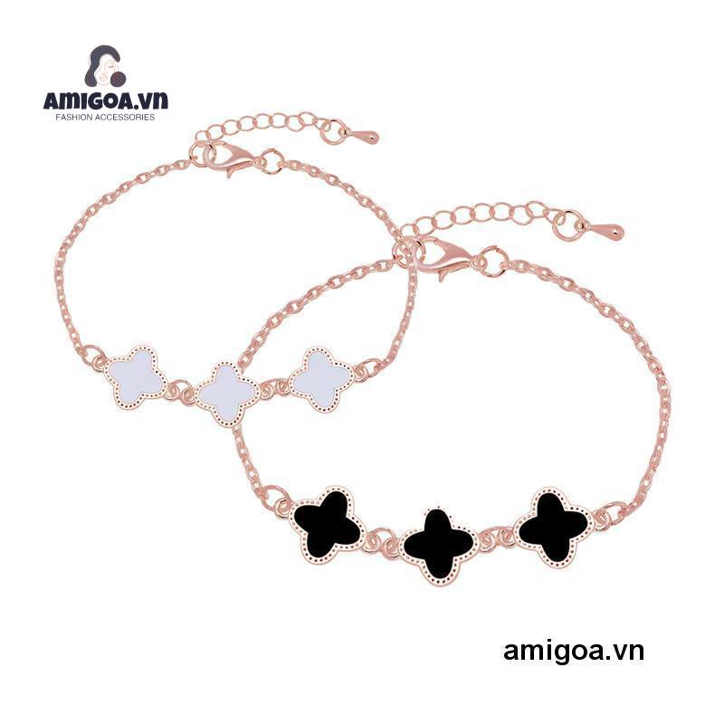 ✨✨Vòng tay kim loại phối mặt hình cỏ bốn lá thời trang Hàn Quốc xinh xắn