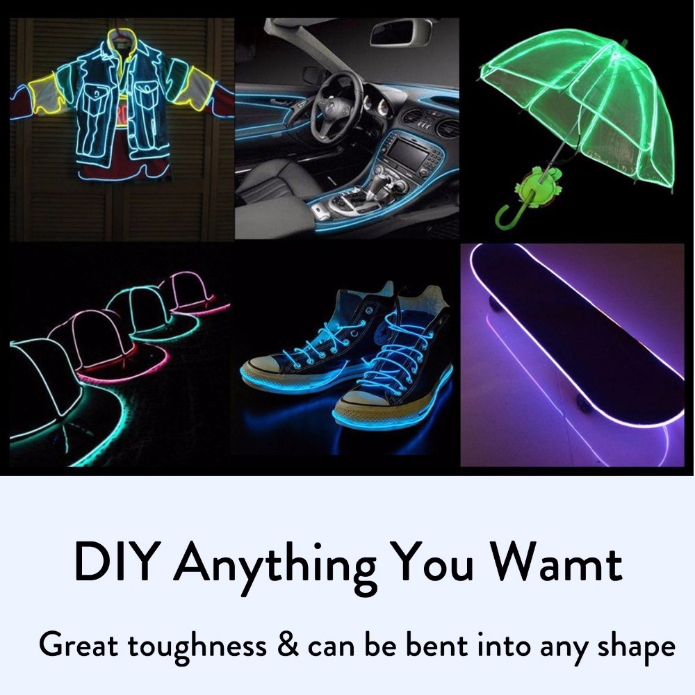 Dây Đèn Neon El Phát Sáng Dùng Trang Trí Tiệc / Halloween / Giáng Sinh DIY