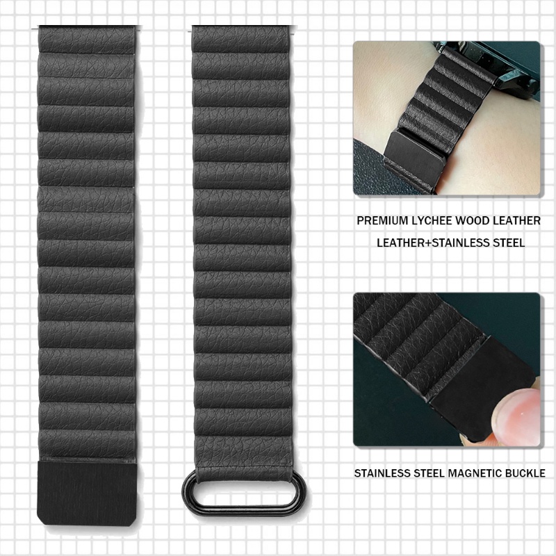 Dây Đeo Bằng Da 20mm 22mm Có Nam Châm Cho Đồng Hồ Samsung Galaxy 4 3 41mm 45mm Galaxy 42mm 46mm Active 2